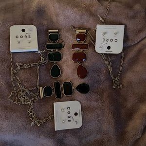 3 necklace & earring pair combos.